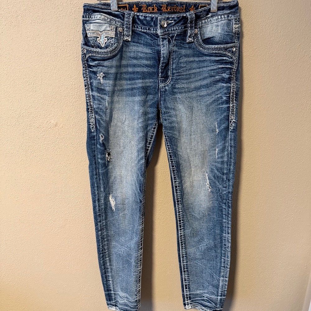 Rock Revival Mid Rise Ankle Skinny Jeans Size 29